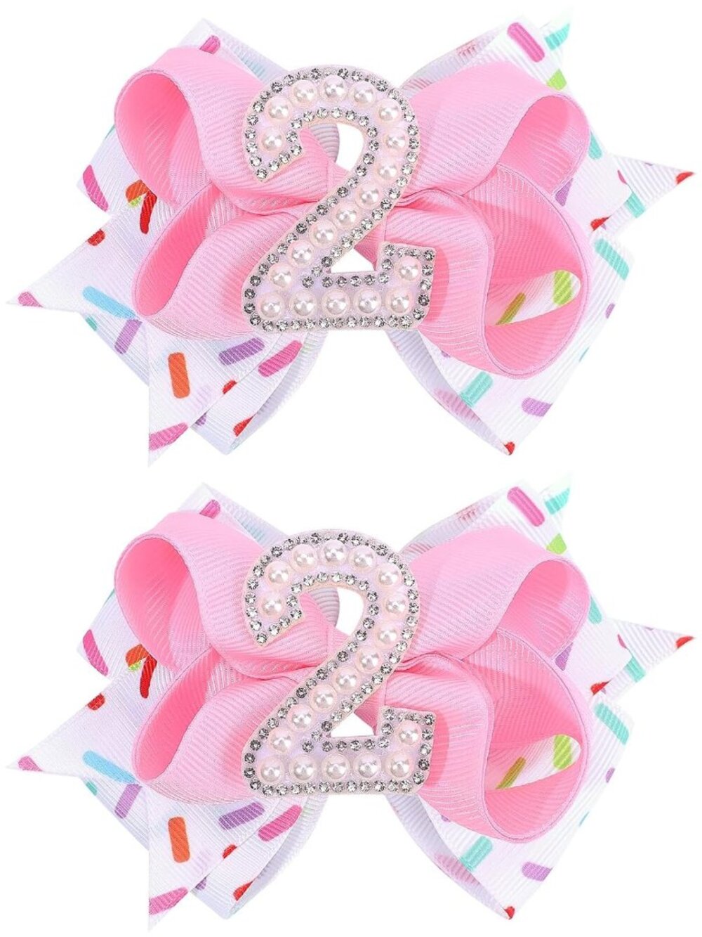 2PCS Hair Bows for Baby Girls Birthday - 2nd Birthday Hair Bow Sweet Theme with